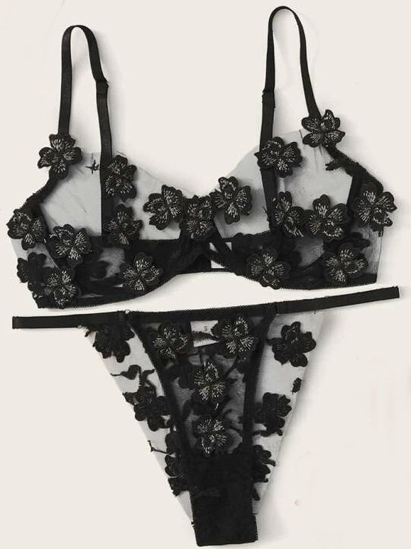 Flirty & Sweet Mesh Embroidered Floral intimates Set – stylish & Chic