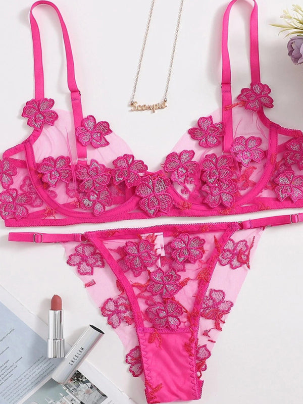 Flirty & Sweet Mesh Embroidered Floral intimates Set – stylish & Chic