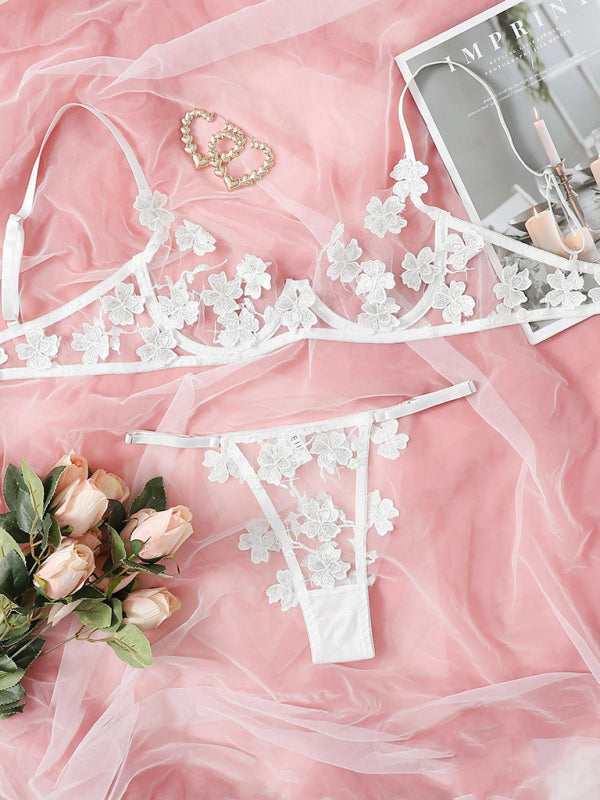 Flirty & Sweet Mesh Embroidered Floral intimates Set – stylish & Chic