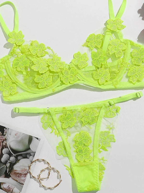 Flirty & Sweet Mesh Embroidered Floral intimates Set – stylish & Chic