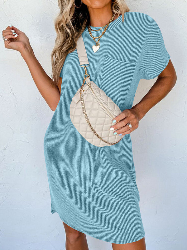 Chic Wavy Striped Pocket Dress – Casual & Comfy for Everyday Style