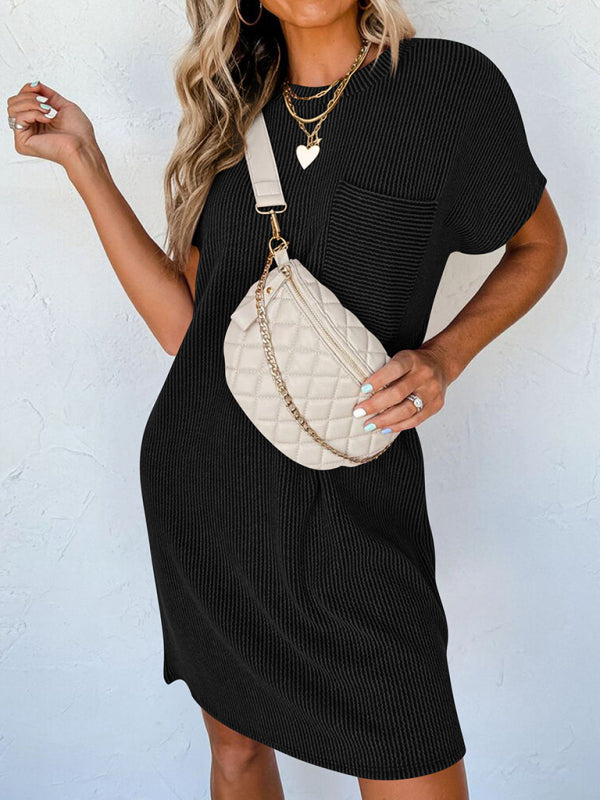 Chic Wavy Striped Pocket Dress – Casual & Comfy for Everyday Style
