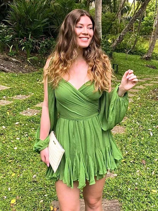 Chic Off-Shoulder V-Neck Dress stylish & Stylish for Any Occasion