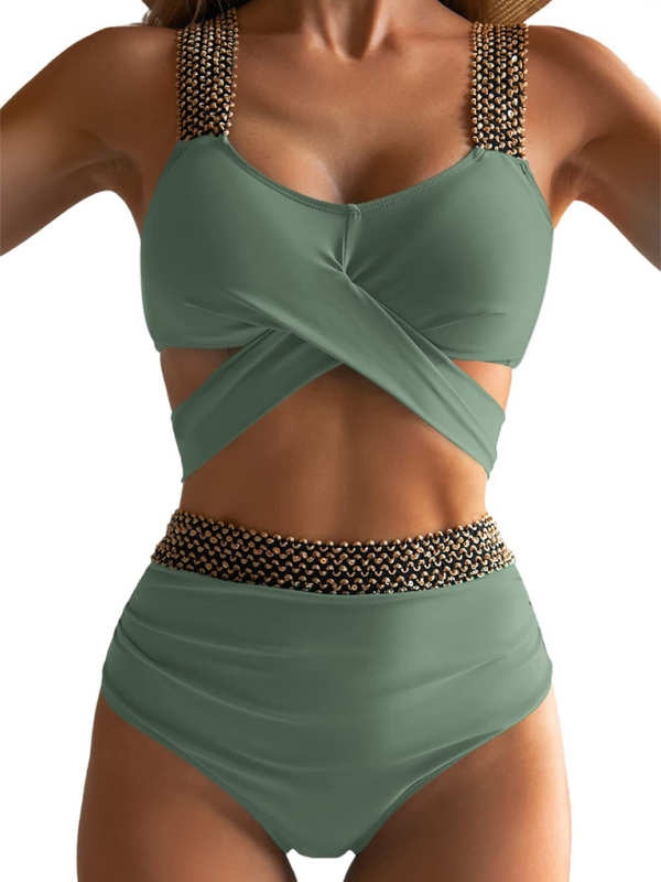 stylish Cross-Back Bikini Set – Trendy & Flattering Swimwear for Summer