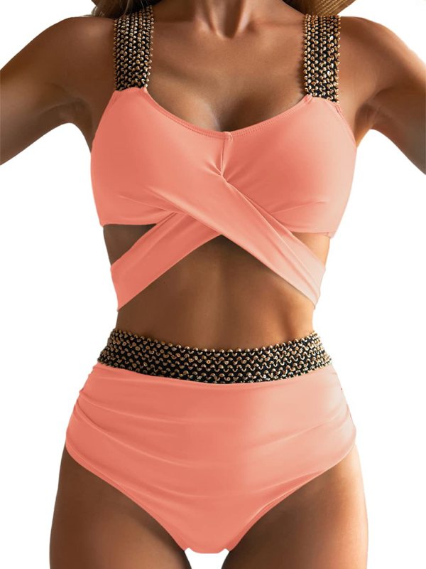 stylish Cross-Back Bikini Set – Trendy & Flattering Swimwear for Summer