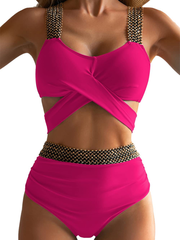 stylish Cross-Back Bikini Set – Trendy & Flattering Swimwear for Summer