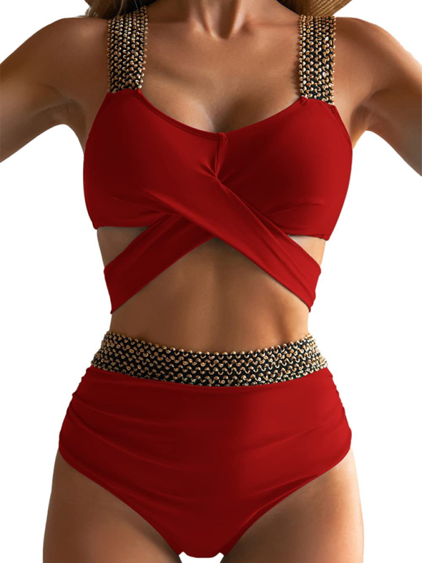 stylish Cross-Back Bikini Set – Trendy & Flattering Swimwear for Summer