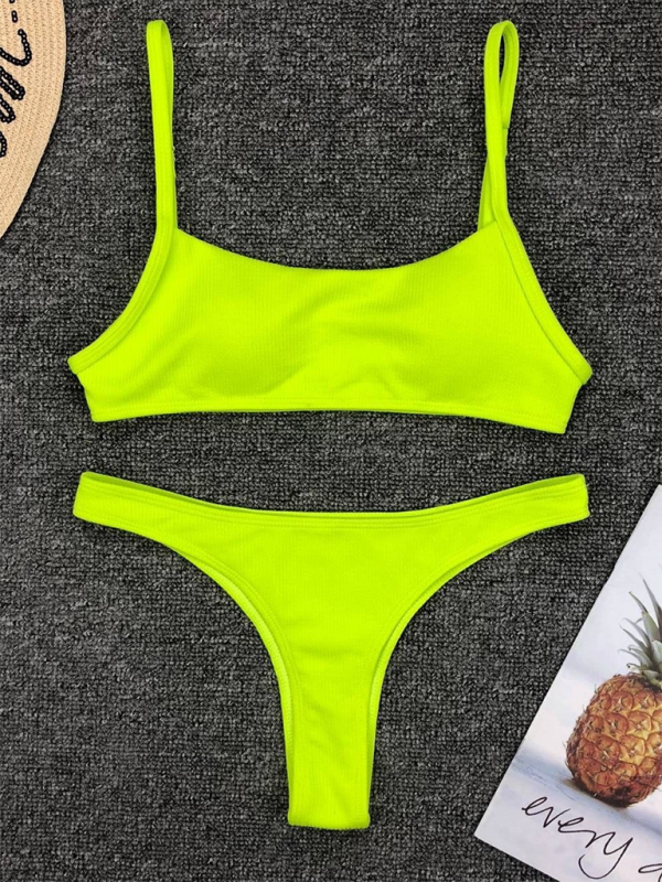 Flirty & Fierce Neon Bikini Set stylish Two-Piece Swimsuit for Summer Vibes