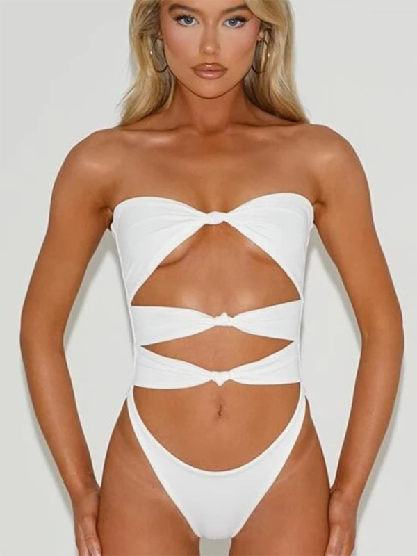 stylish Hollow One-Piece Bikini – Trendy Swimsuit for Summer Vacays