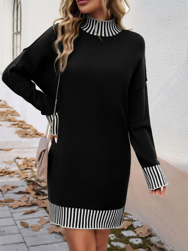 🖤 Cozy & Chic Contrast Sweater Dress – Fall Must-Have 🖤