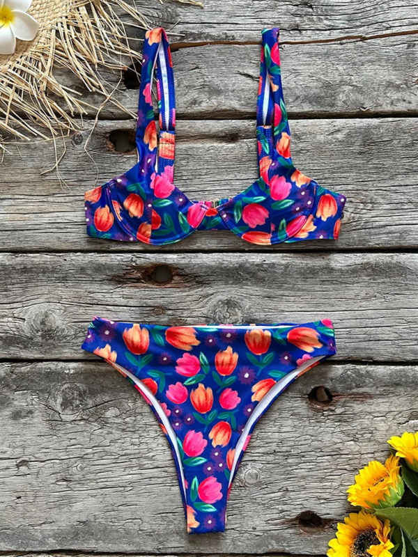 stylish Low Waist Printed Bikini Set – Beach Ready Swimwear