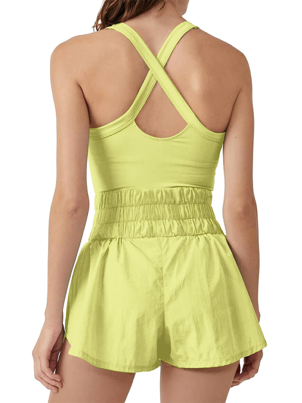 🎾 Chic Cross-Back Tennis Skirt Jumpsuit – Sporty, Stylish & Comfy 🩷