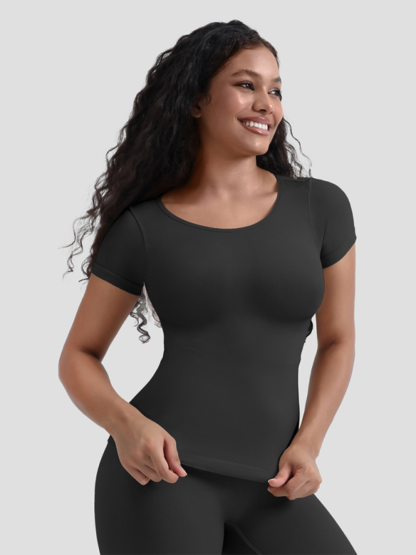 Seamless Corset Tee Waist-Snatching Shaping Top – Trendy & Flattering Fit