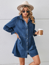 👖 Chic & Casual Loose Denim Dress – Long Sleeve, Spliced & Stylish 👗