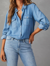 👖 Chic & Casual Denim Shirt – Long Sleeve, Button-Up & Effortlessly Stylish 💙