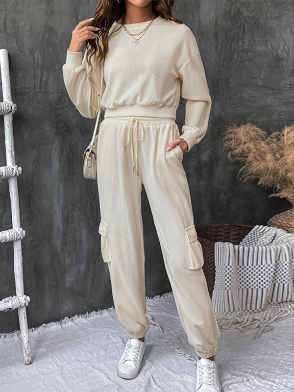 Chic & Cozy Solid Color Two-Piece Set – Perfect for Fall & Winter