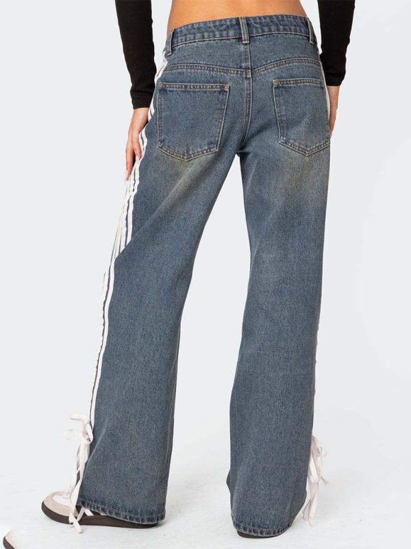 🔥 Trendy Wide-Leg Jeans for Women Loose Fit with Side Drawstring – Chic & Comfy Denim Must-Have 💙