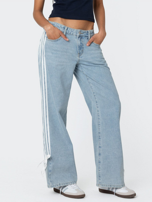 🔥 Trendy Wide-Leg Jeans for Women Loose Fit with Side Drawstring – Chic & Comfy Denim Must-Have 💙