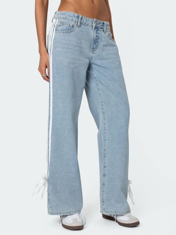 🔥 Trendy Wide-Leg Jeans for Women Loose Fit with Side Drawstring – Chic & Comfy Denim Must-Have 💙