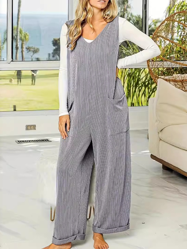 Chic & Effortless V-Neck Wide-Leg Jumpsuit – Perfect for Any Season