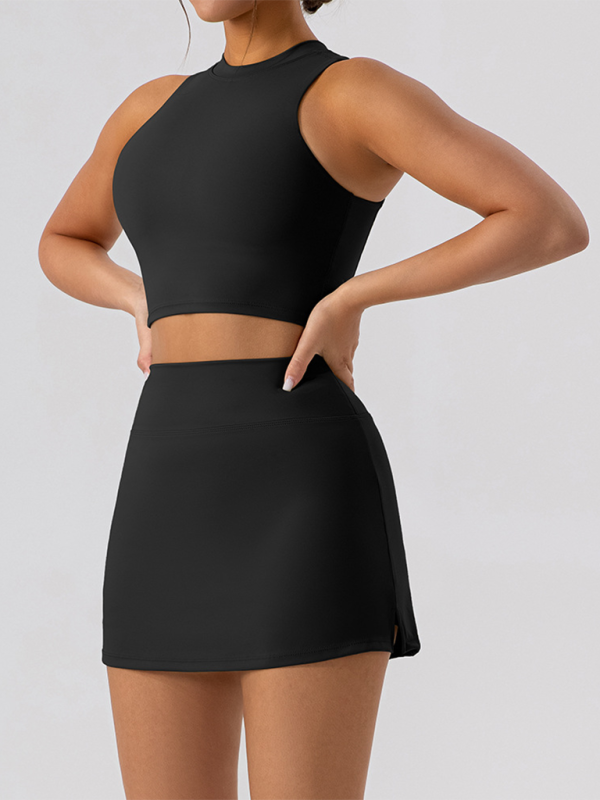 🖤 Sporty Chic Vest & Skirt Set – Slim Fit, Trendy & Sleek 🖤