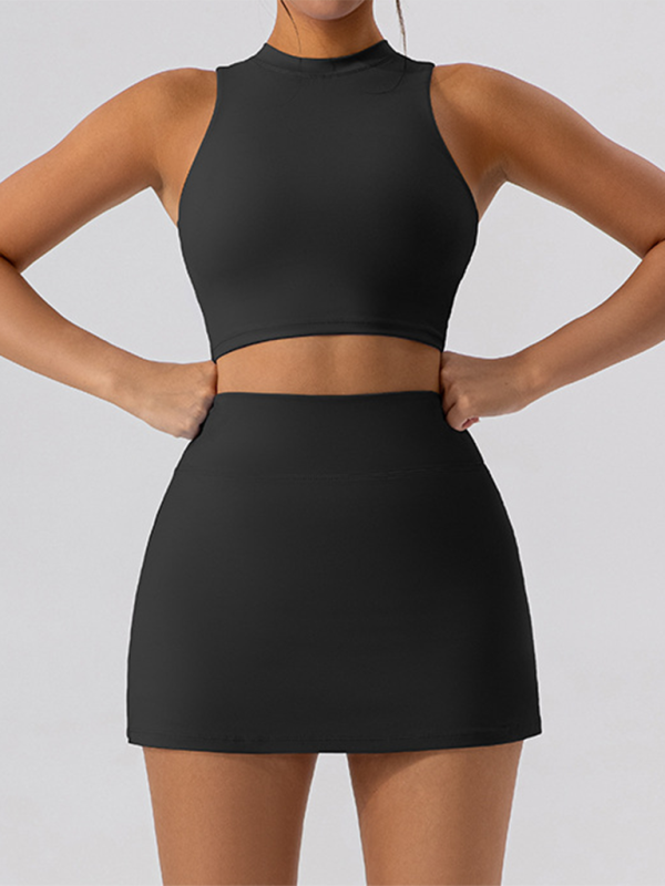 🖤 Sporty Chic Vest & Skirt Set – Slim Fit, Trendy & Sleek 🖤