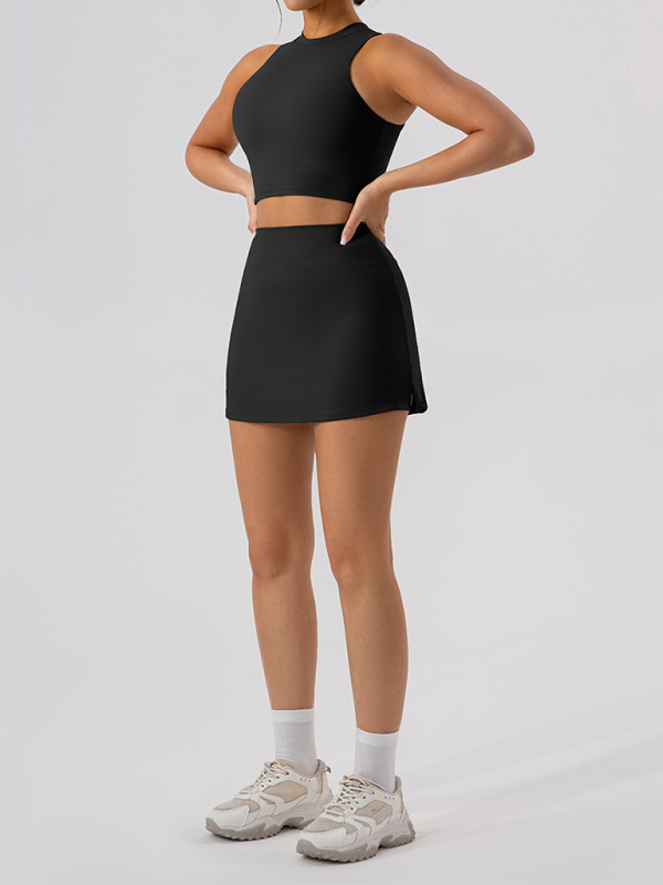 🖤 Sporty Chic Vest & Skirt Set – Slim Fit, Trendy & Sleek 🖤