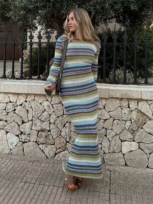 ⚡ Striped Knit Sweater Dress – Chic, Cozy, and Perfect for Fall Vibes ⚡