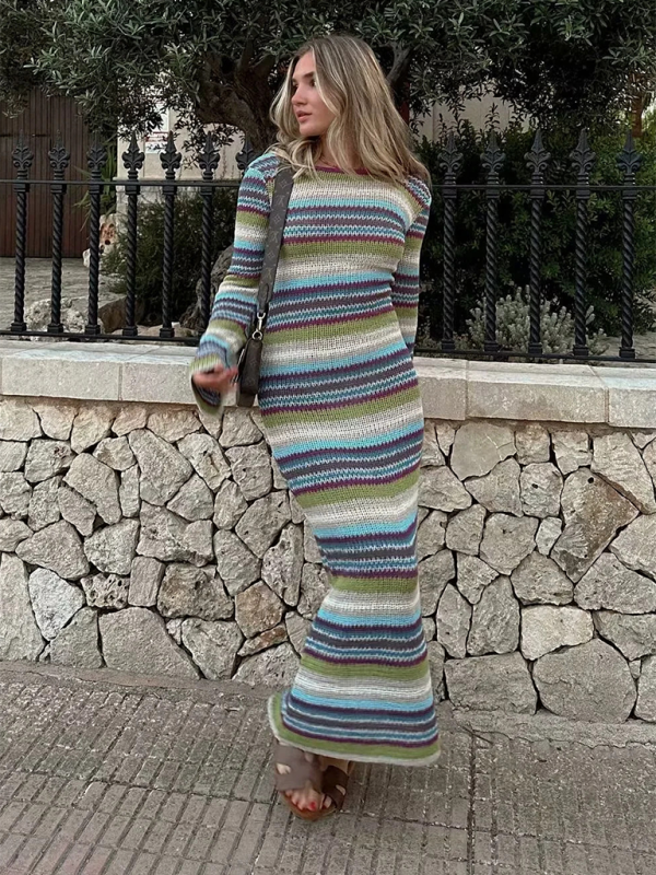 ⚡ Striped Knit Sweater Dress – Chic, Cozy, and Perfect for Fall Vibes ⚡