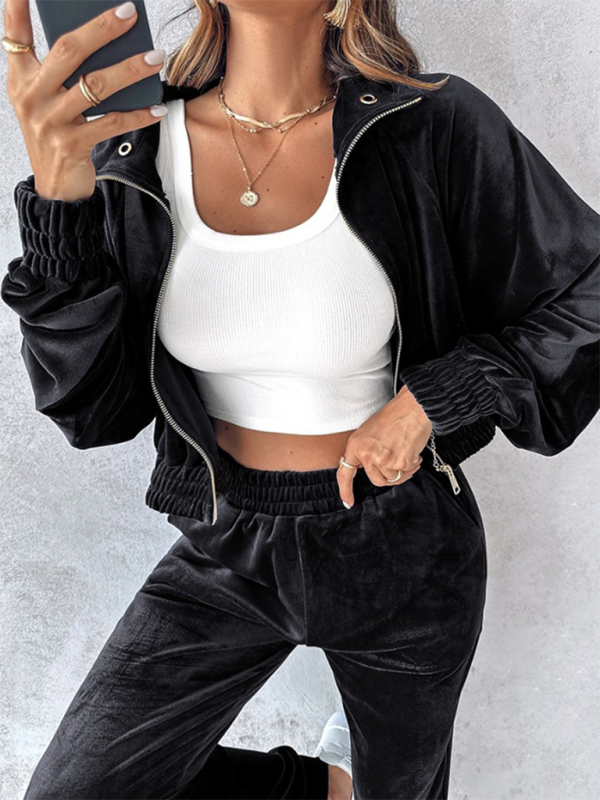 Luxe Velvet Tracksuit Set – Chic & Cozy 2-Piece Lounge Outfit for Fall & Winter