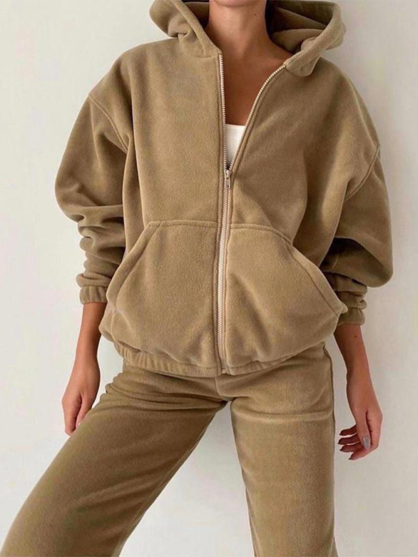 Cozy Chic 2-Piece Sweatsuit Set – Stylish Hoodie & Joggers for Fall Winter