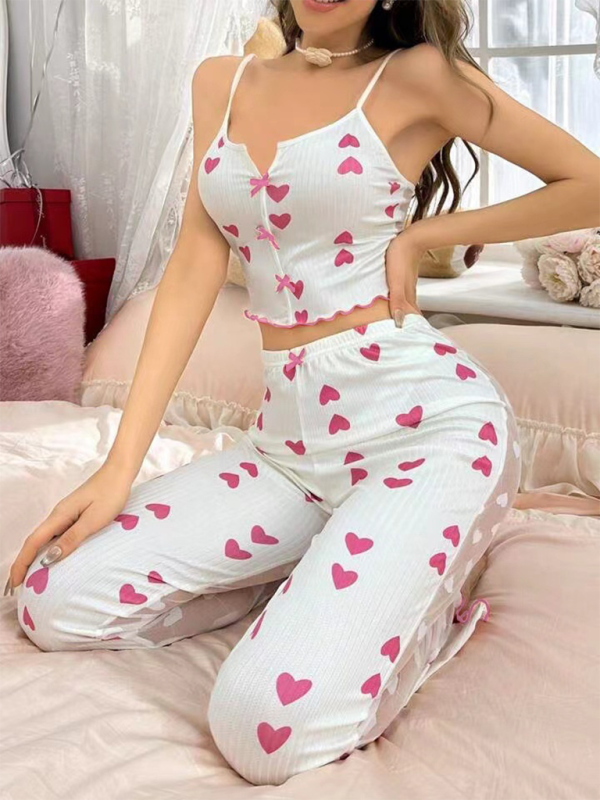 Chic Color Block Mesh Pajama Set – stylish & Comfy Lounge Wear