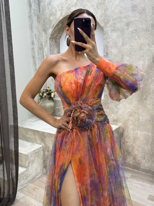 Chic Off-Shoulder Mesh Party Dress – Elegant & Trendy Outfit for Any Occasion