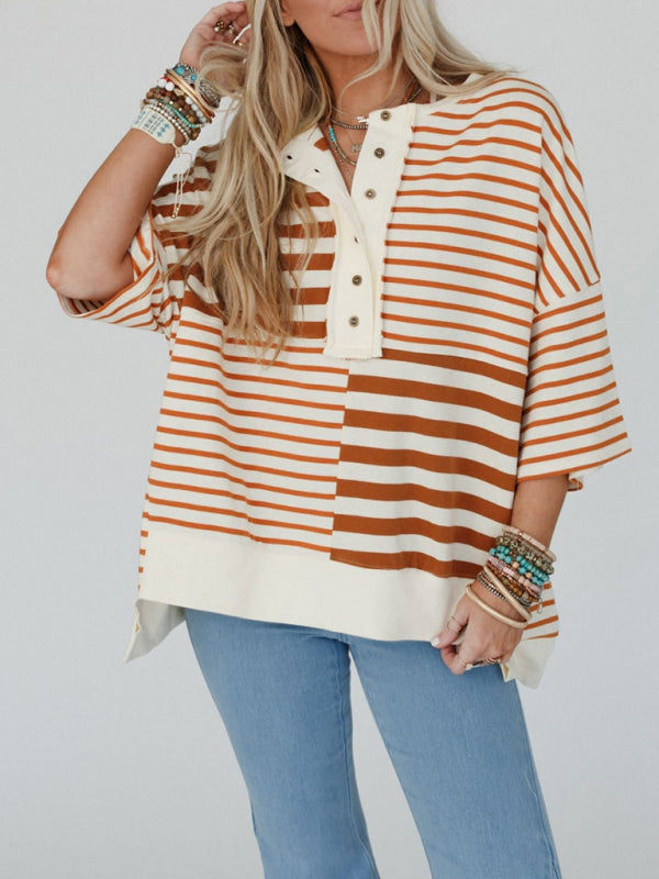 Oversized Striped Patchwork Top – Chic, Comfy & Trendy Must-Have
