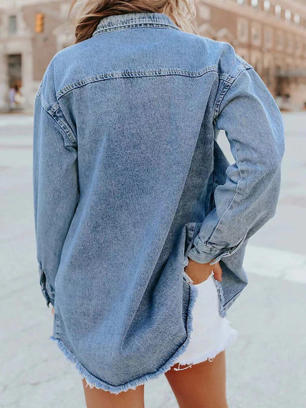 🖤 New Washed Denim Shirt Jacket – Casual Chic Must-Have for Effortless Street Style 💙