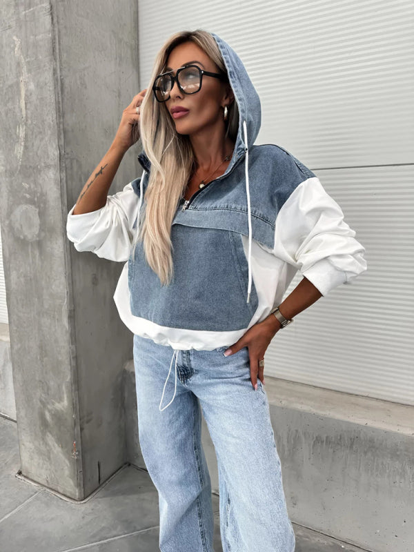 Trendy Oversized Denim Hoodie Sweatshirt for Women – Casual & Stylish Must-Have