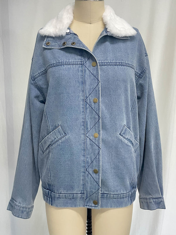 🧥 Cozy Fur Collar Denim Jacket Oversized Quilted Winter Coat ✨