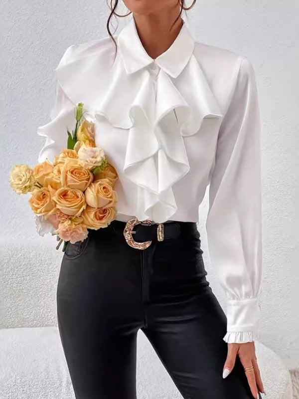Chic Ruffled Layered Shirt – Stylish & Flowy Blouse for Any Season
