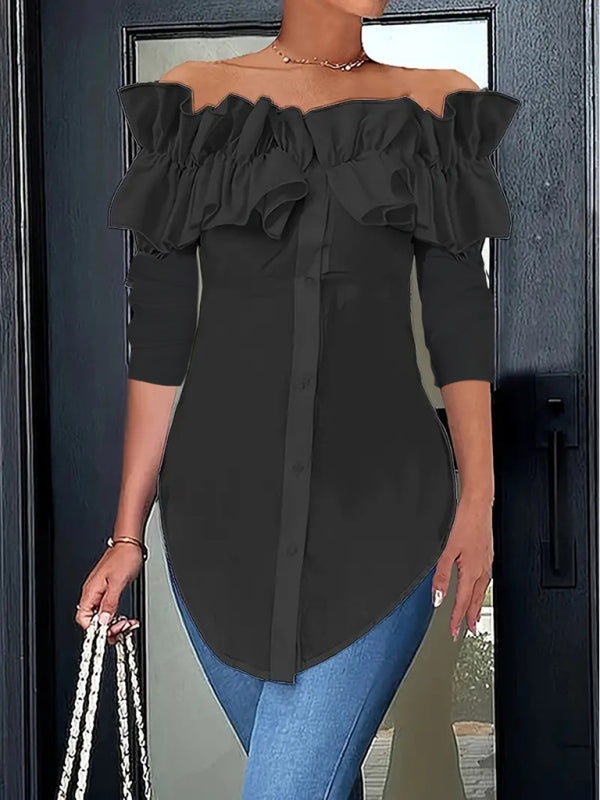 Chic One-Shoulder Ruffle Top – Trendy & Stylish Blouse for Any Occasion
