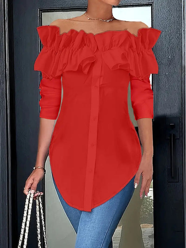 Chic One-Shoulder Ruffle Top – Trendy & Stylish Blouse for Any Occasion