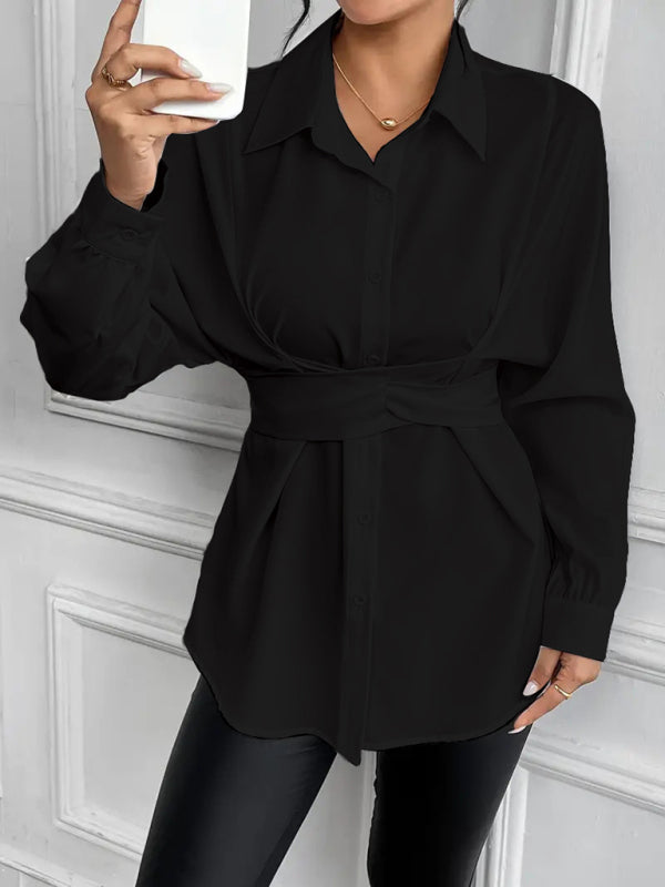 Chic Lapel Tie Bow Shirt – Slimming, Stylish & Effortlessly Elegant