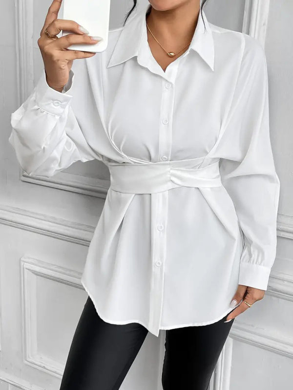Chic Lapel Tie Bow Shirt – Slimming, Stylish & Effortlessly Elegant