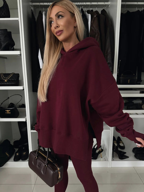 Cozy & Chic Women's Hooded Sweatshirt Set – Perfect for Fall & Winter Loungewear