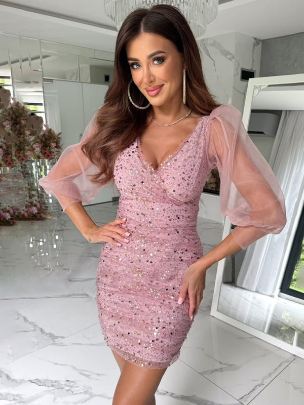 Sparkle & Slay Sequin Long Sleeve Party Dress – Chic & Trendy Look