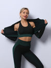 🖤 Stylish 3-Piece Yoga Set – High Waist Leggings, Tank & Jacket for Workout & Lounge 🖤