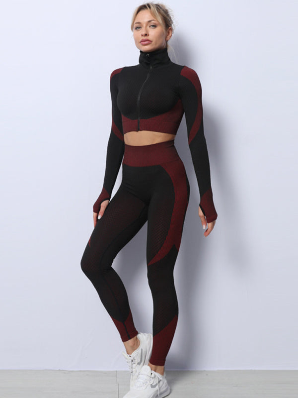 🖤 Stylish 3-Piece Yoga Set – High Waist Leggings, Tank & Jacket for Workout & Lounge 🖤