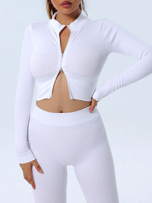 🖤 Fitness Sports Yoga Long Sleeve Zipper Top – Sleek, Sculpting & Sporty 🖤