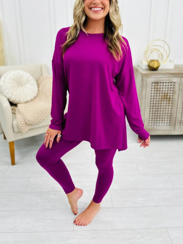 Cozy & Chic Two-Piece Lounge Set – Soft Cotton Blend, Perfect for Fall & Winter