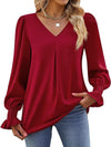 ✨ Chic & Flowy V-Neck Chiffon Blouse – Long Sleeve, Elegant & Stylish ✨