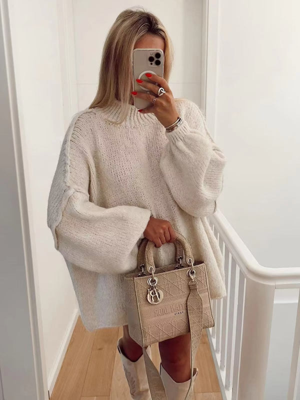Cozy Chic Knitted Sweater Loose Fit Soft Pullover for Fall & Winter